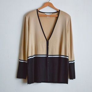 Misook cardigan cream and black size large buttoned down cardigan casual